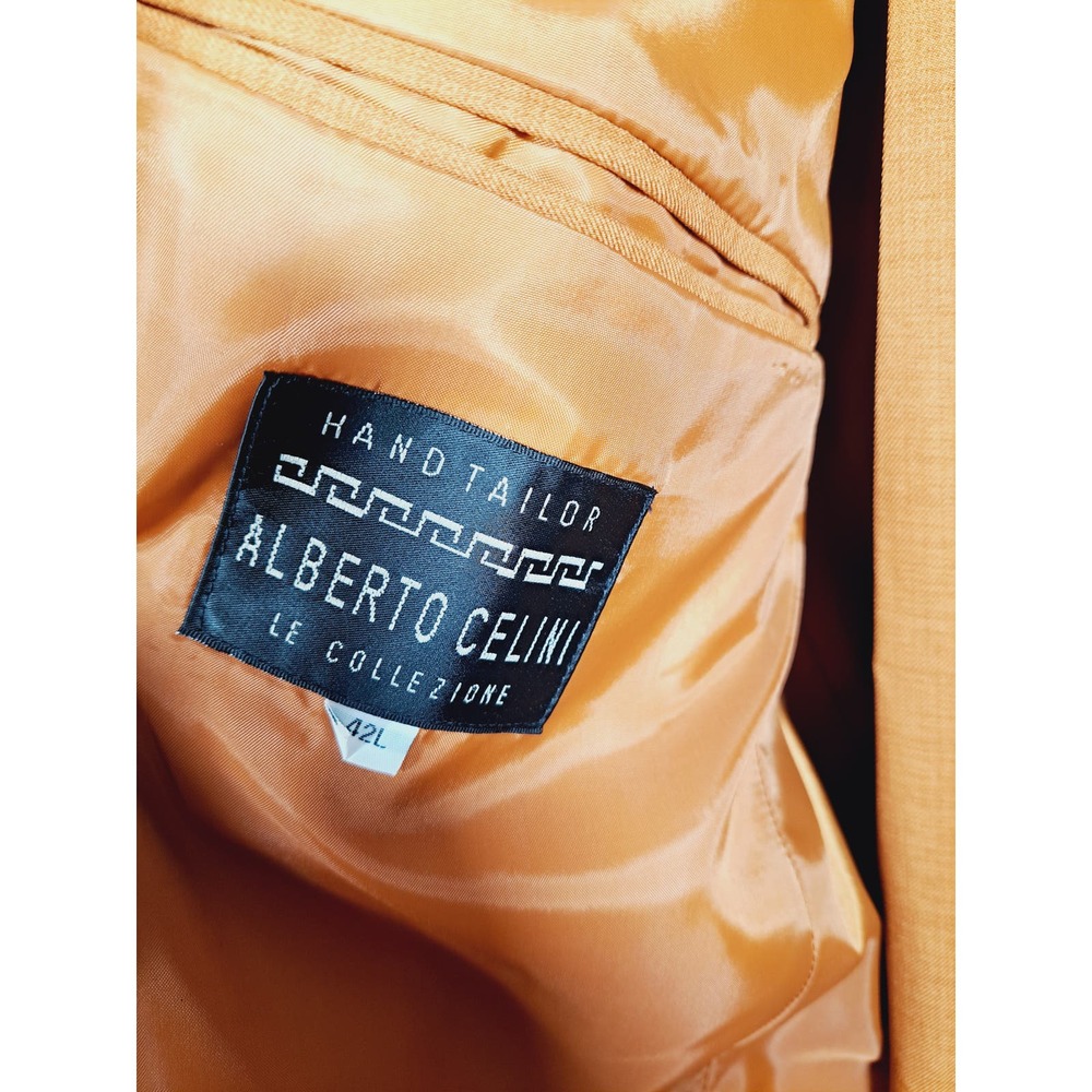 Alberto Celini Hand Tailored 2 Piece Polyester Suit Rust/Orange Big & Tall - Picture 4 of 6
